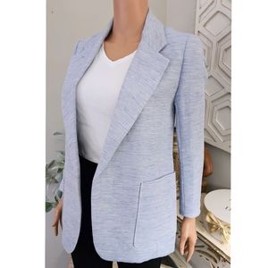 Banana Republic Factory Blue Linen Blend Open Blazer Petite